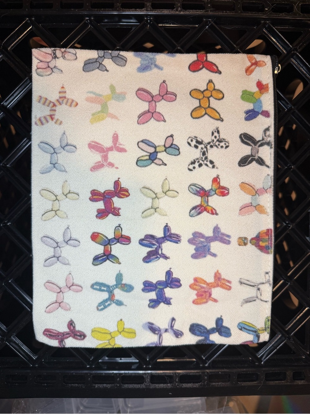 Balloon Dog Print Canvas Pouch - Multicolor